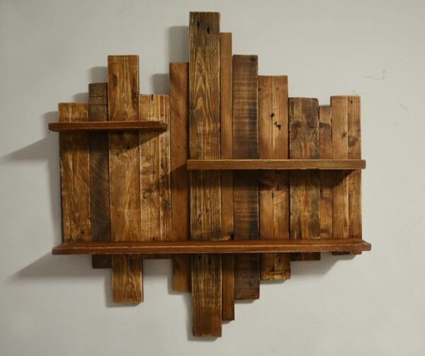 HANDCREAFTED WOOD BROWN PALLET SHELF - Image 2
