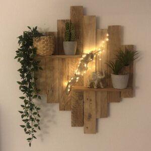 HANDCREAFTED WOOD BROWN PALLET SHELF